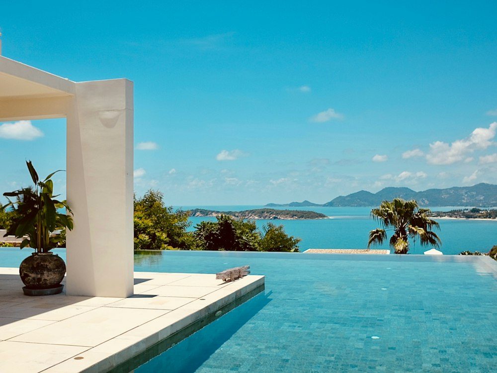 An infinity pool overlooking the sea